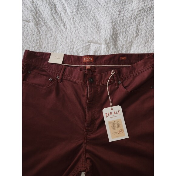 NWT Red Ale By Alesbury Men's Slim Fit Bedford Cord Pants 38/30 Burgundy - Picture 6 of 7